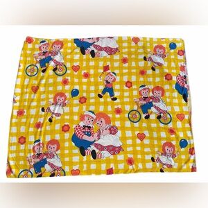 Vintage Raggedy Ann & Andy Twin Flat Sheet Yellow Gingham
